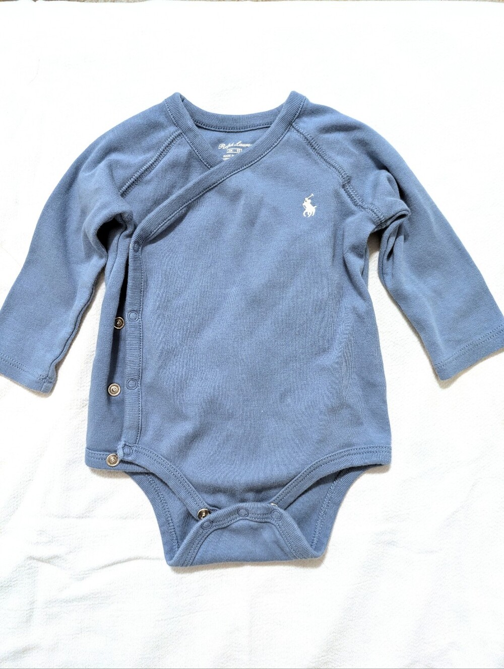 Ralph Lauren Light Blue Long Sleeve Wrap Bodysuit